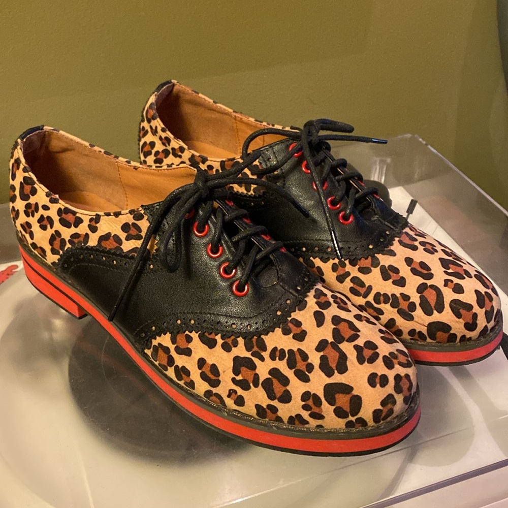 Leopard Print and Black/Red Oxfords